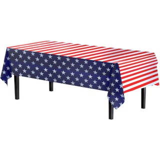 6-Pack Premium Rectangle American Flag Design Plastic Tablecloth